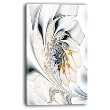 Designart - White Stained Glass Floral Art - Floral Wall Art Canvas, 16"x32"