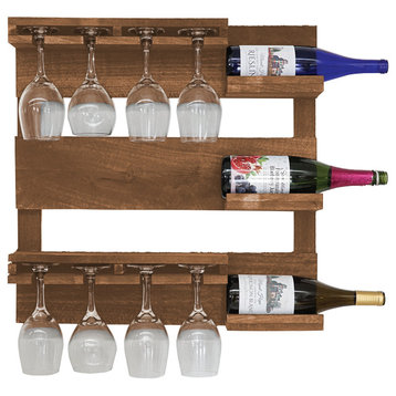 Farmhouse 3-Bottle Wine Shelf, Modern Walnut