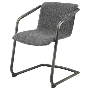 New Pacific Direct Indy 19.5" Fabric Dining Chair in Blazer Dark Gray (Set of 2)