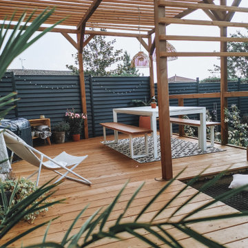 Création d'une terrasse et d'une pergola bois avec spa.