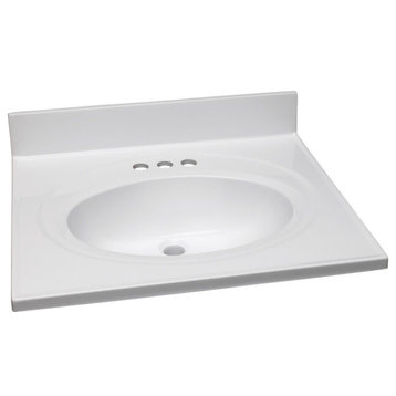 Design House 586222 25" Cultured Marble Vanity Top - Solid White