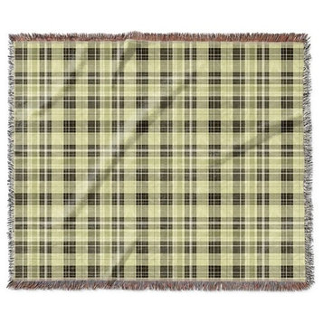 "Tartan Plaid in Brown and Green" Woven Blanket 60"x50"