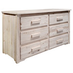 Montana Woodworks - Homestead Collection 6-Drawer Dresser, Clear Lacquer Finish - From Montana Woodworks , the largest manufacturer of handcrafted, heirloom quality rustic furnishings in America comes the Homestead Collection line of furniture products. Handcrafted in the mountains of Montana using solid, American grown wood, the artisans rough saw all the timbers and accessory trim pieces for a look uniquely reminiscent of the timber-framed homes once found on the American frontier. With a full six drawers of handcrafted space, this wonderful dresser will add elegance to any master bedroom while providing storage for all your essentials and delicates. Constructed using solid wood and easy glide drawer slides, this dresser's heirloom quality design ensures it will last for generations. Comes fully assembled. This item comes professionally finished with a premium grade lacquer finish. 20-year limited warranty included at no additional charge.