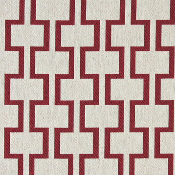 Red and Off White Contemporary Geometric I's Upholstery Fabric By The Yard