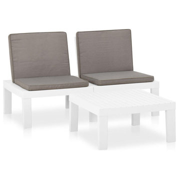 vidaXL Patio Furniture Set 2 Piece Patio Bench Chair with Table Plastic White