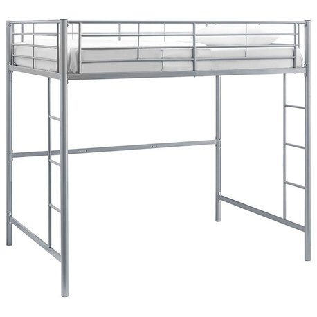 Metal Full Loft Bed, Silver