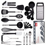 Brawbuy - Cooking Utensil Sets Kitchen Gadgets, 24 Pcs Nylon and Stainless Steel - Kitchen Utensil Set: Our utensil sets have everything you need for a perfect cooking experience! Kaluns kitchen gadgets and accessories are made of a combination of nylon and stainless steel to ensure no scratching or sticking.