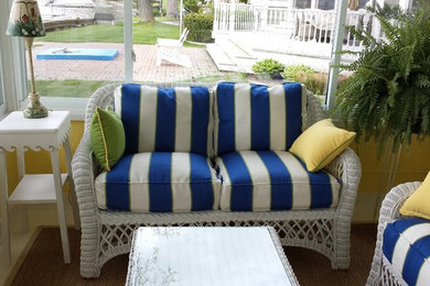 Blue and White Striped Cushions