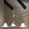 Country Line 1834 Chandelier, Graphite And Silver, Satin White and Blue