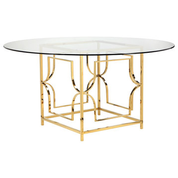 Edward Round Dining Table, High Polish Gold