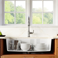 Karran Farmhouse/Apron-Front Quartz 34" Single Bowl Kitchen Sink, White