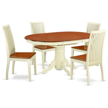 East West Furniture Kenley 5-piece Wood Dining Table Set in Buttermilk/Cherry