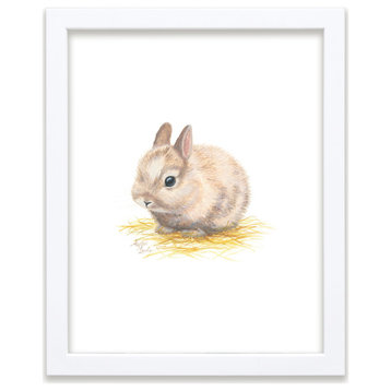 "Barnyard Littles" Bunny Framed Print, White, 16x20