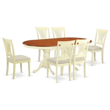 East West Furniture Plainville 5-piece Wood Dining Set in Buttermilk/Cherry