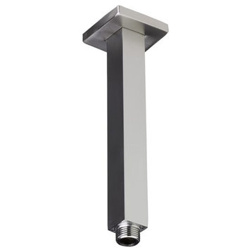 Ceiling Mount Square Shower Arm With Flange Cover by SereneDrains, Brushed Satin, 6"