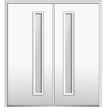 Frosted 1-Lite Fiberglass Smooth Double Door 74"x81.75" Right Hand In-swing