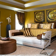 yellow grey bedroom design