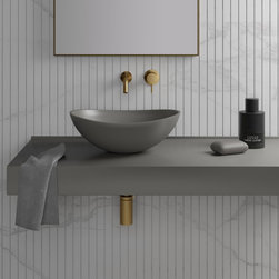 Soho Pebble Grey Countertop Stone Basin 420mm - Bathroom Sinks