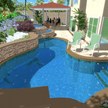 Backyard pool design presented in 3D