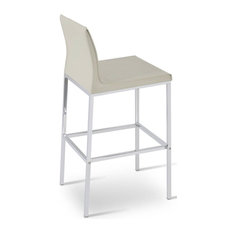 sohoConcept - Chrome Bar Stool With Chrome Base, Bone, Bonded Leather - Bar Stools and Counter Stools