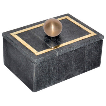 Marble, 7x5 Rectangular Box, Knob, Black