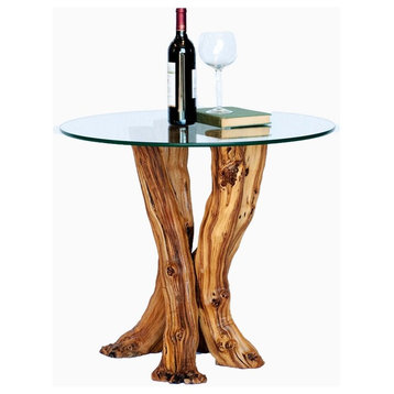 Grapevine Side Table - Fiano - Made from retired CA grapevines, 24" Glass Top