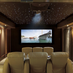 Arts and crafts home theater photo in Minneapolis