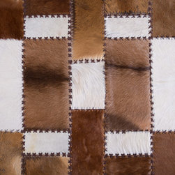 Unique Handmade Cowhide Patchwork Hallway & Stair Runner, Brown White, 6'8"x2'7" - Hall And Stair Runners