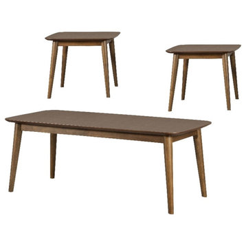Coaster Radley 3-Piece Wood Occasional Coffee Table Set in Natural Walnut