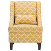 Lotus Contemporary Fabric Armchair, Yellow Patterned Fabric