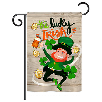 The Lucky Irish Spring St Patrick Vertical 28"x40" Double Sided Flag, 13"x 18.5"