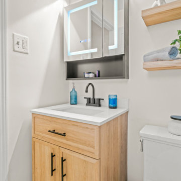 Blue Marble & Spanish tile White oak 5x7 Bath