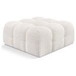 Meridian Furniture - Ames Boucle Fabric Modular Chair, Cream, Ottoman - Introduce a touch of modern sophistication to your living area with the exquisite Ames Boucle Fabric Ottoman. With plush cream boucle fabric and unique design, it will elevate the visual appeal of your living space. This elegant and captivating ottoman can be mixed and matched with other pieces from the collection to create an endless array of stunning looks. So, get ready to transform your living area into an inviting and stylish haven with the Ames Boucle Fabric Ottoman.