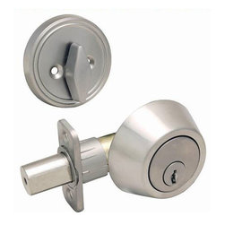 Designers Impressions - Villa Series Door Levers, Satin Nickel, Single-Cylinder Deadbolt - Door Locks