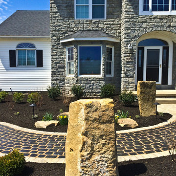 Cobblestone Walkway: Front Yard Landscape Renovation