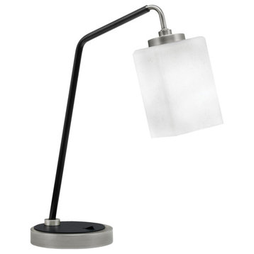 1-Light Desk Lamp, Graphite/Matte Black Finish, 4" White Muslin Glass