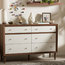 Harlow Wood 6-Drawer Storage Dresser, Walnut Brown and White