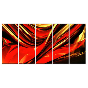 "Fire Lines Red" Abstract Digital Canvas Painting