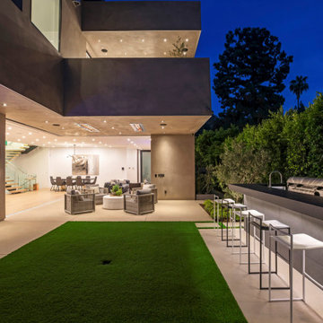 Beverly Hills Outdoor Bar and Covered Patio with Integrated Lighting