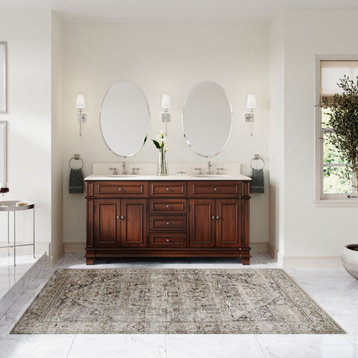 The Bergen Bathroom Vanity, Brown, 70", Double Sink, Freestanding