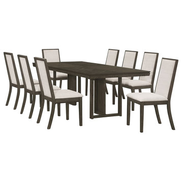 Coaster Kelly 9-piece Wood Rectangular Dining Table Set in Beige and Dark Gray
