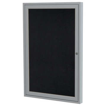 Ghent's 24" x 18" 1 Door Enclosed Bulletin Board in Black