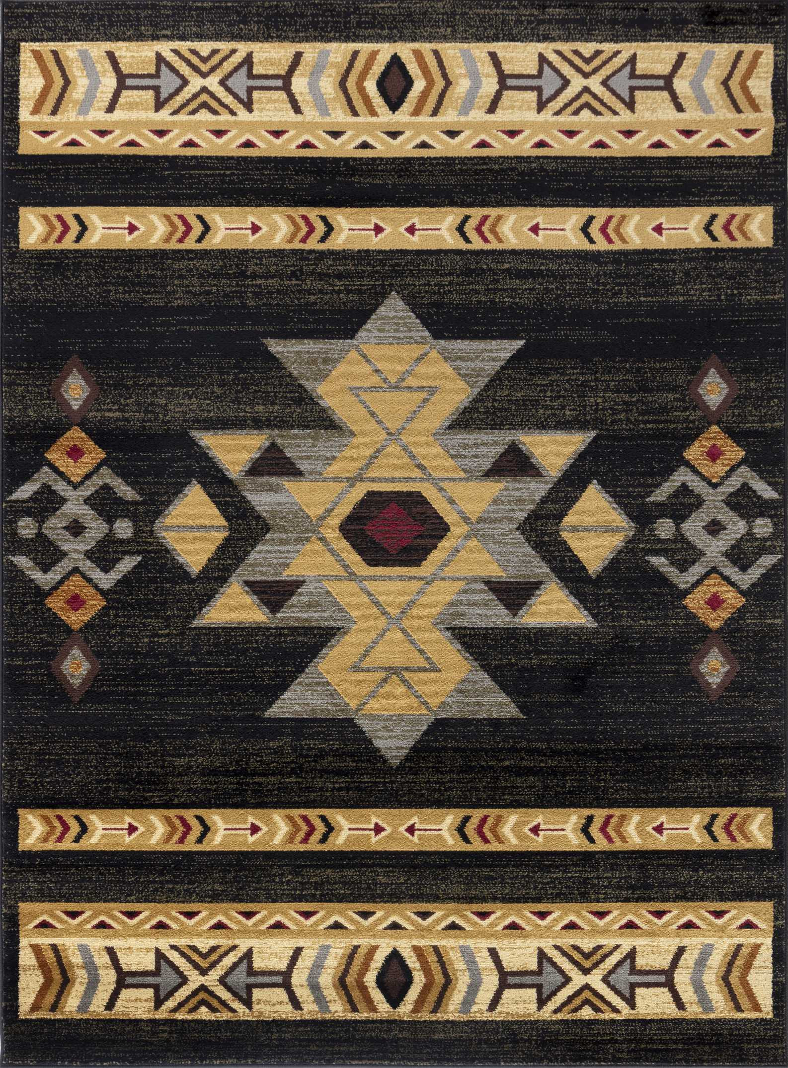 Yellowstone Rugs Yellowstone YLS4004 Black 7 ft. 10 in. x 10 ft. 3 in. Southwest Area ...