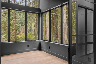 Example of a minimalist home office design in Seattle