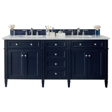 Brittany 72" Victory Blue Double Vanity W/ 3 Cm Arctic Fall Solid Surface Top