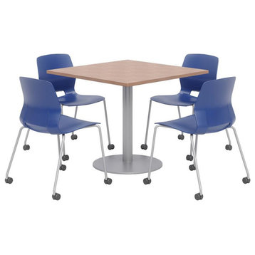 Olio Designs Cherry Square 42in Lola Dining Set - Navy Caster Chairs