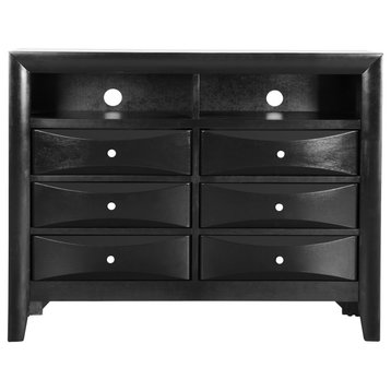Marilla Black 6-Drawer Chest of Drawers (47 in. L X 17 in. W X 37 in. H)