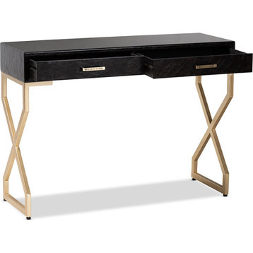 Carville Console Table - Dark Brown, Gold