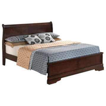 Louis Philippe Cappuccino King Wood Panel Bed