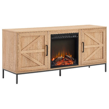 58" Modern Rustic Wood Fireplace Console - Coastal Oak